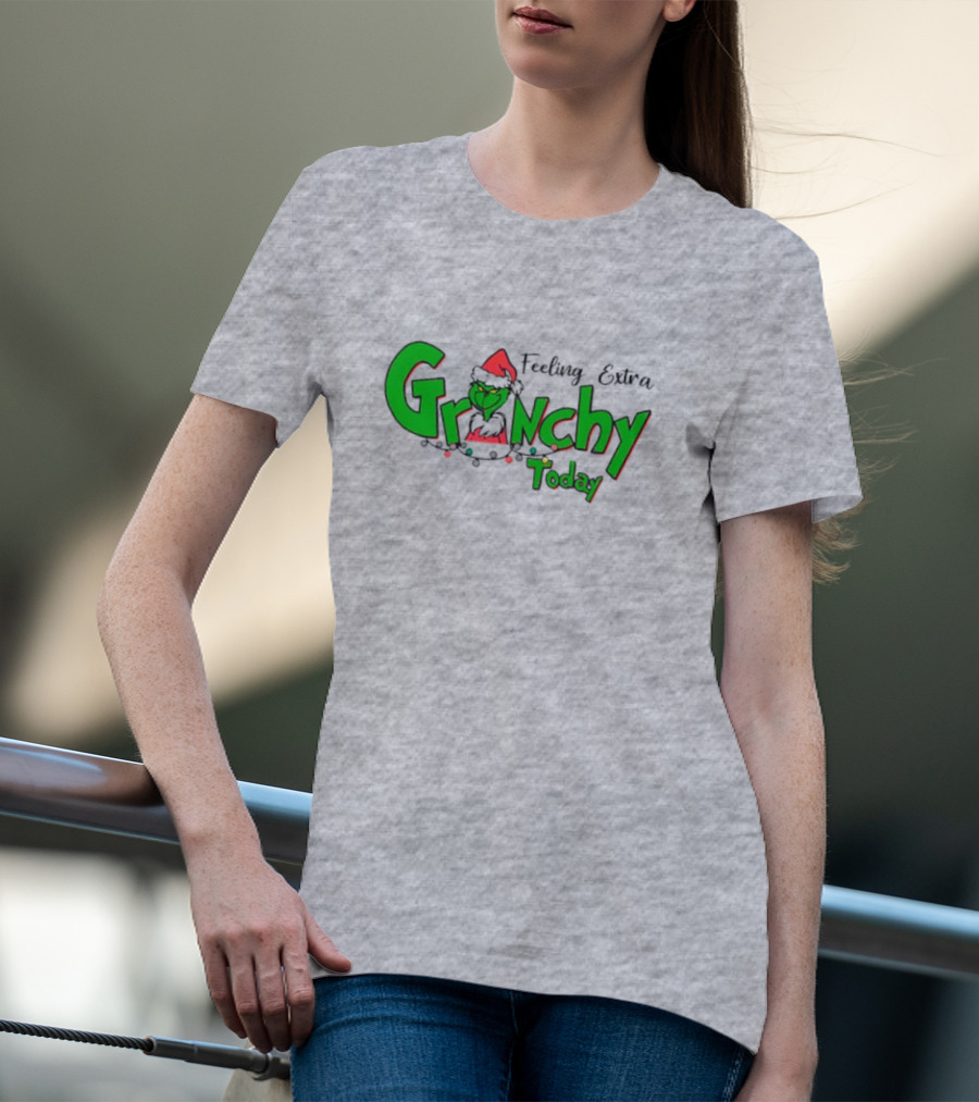 Feeling Extra Grinchy Today Christmas Grinch Santa Hat T-Shirt