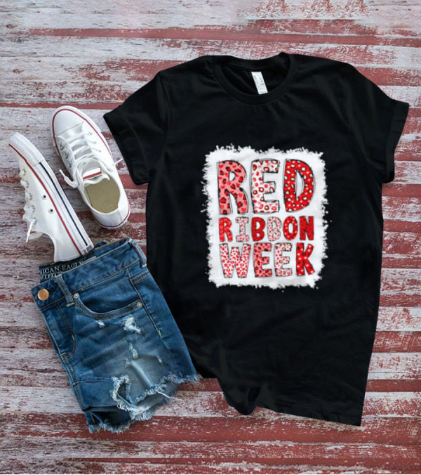 Red Ribbon Week Leopard We Wear Red For Awareness Spotted T-Shirt