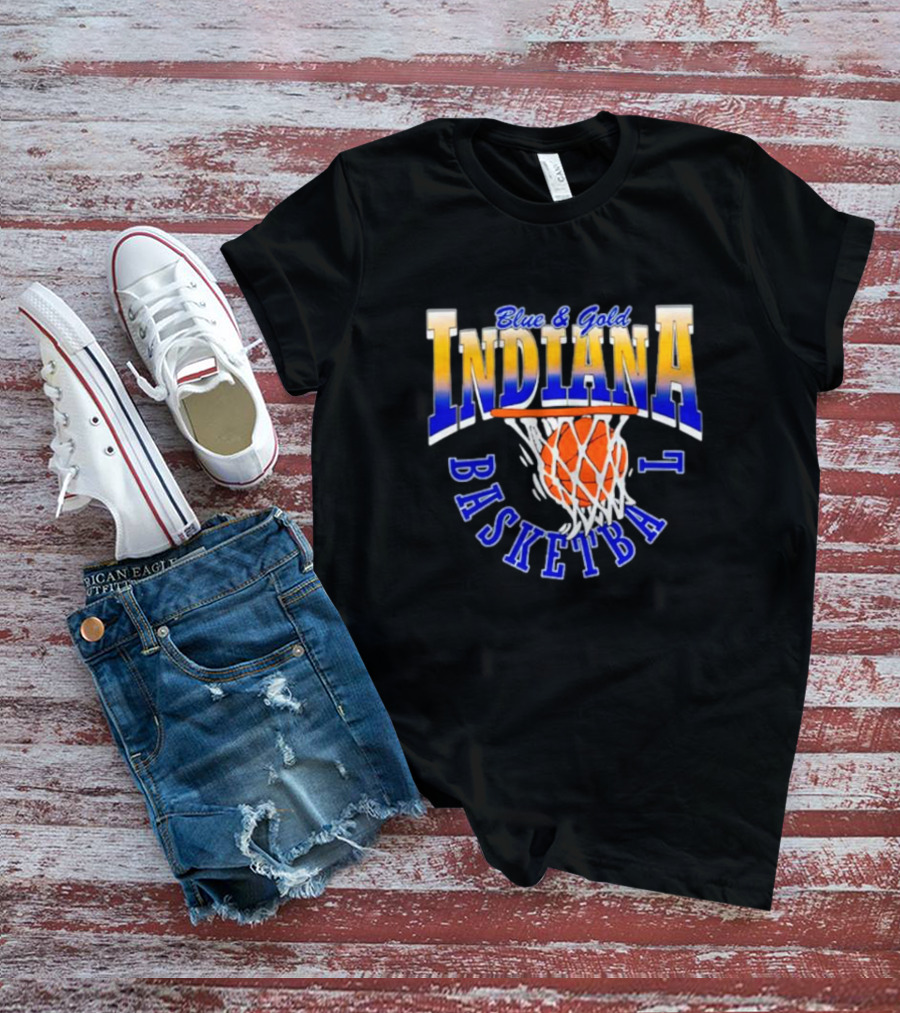 Blue And Gold Indiana Basketball 90’s Retro Style Hoops T-Shirt