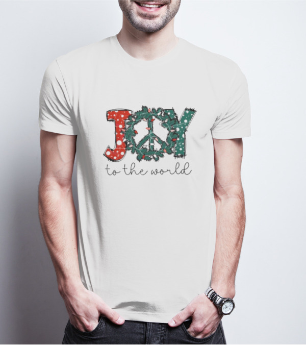 Joy To The World Christmas Wreath Peace T-Shirt