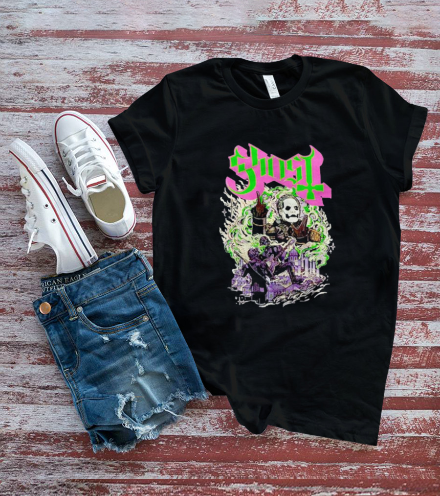 Ghost Cardinal Copia Psychedelic Gothic Smoky Scene T-Shirt