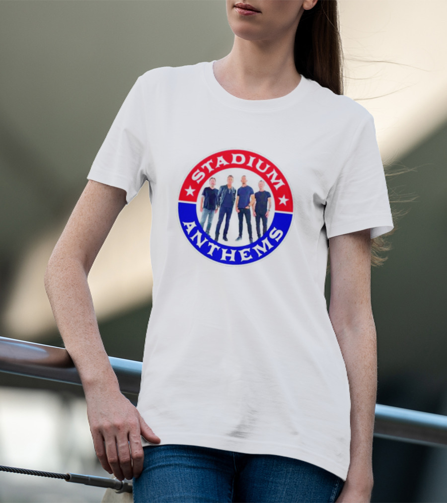 Stadium Anthems Rock Band Circle Logo With Stars And Group Image T-Shirt