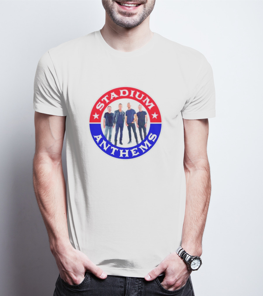 Stadium Anthems Rock Band Circle Logo With Stars And Group Image T-Shirt