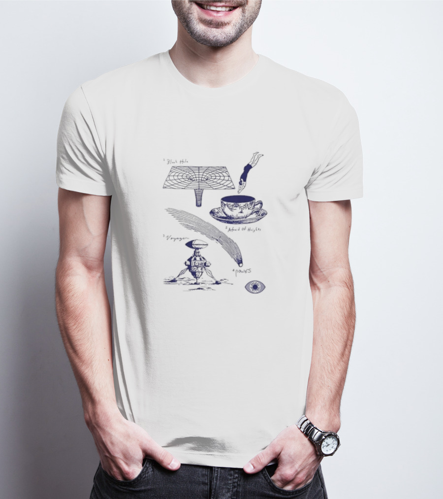 Black Hole Afraid Of Heights Voyage Powers Tea Cup Hand Drawing Eye T-Shirt