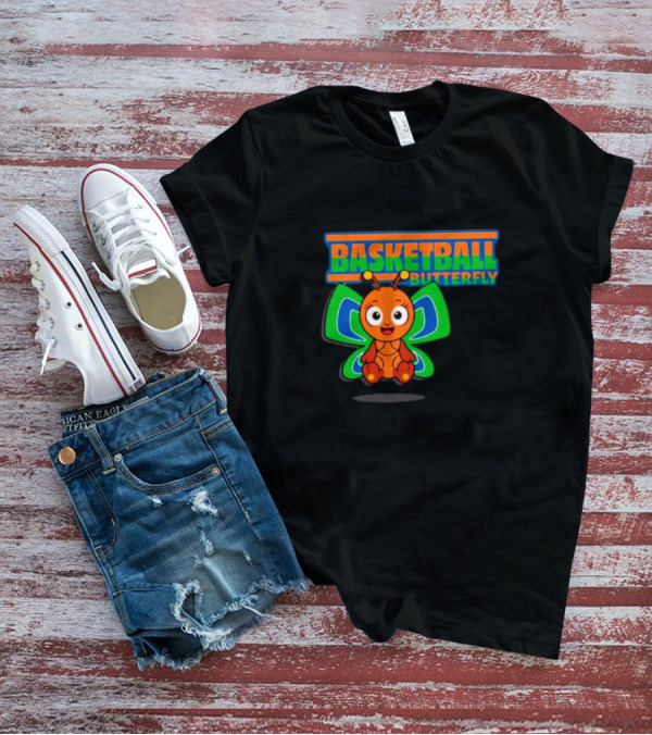 Basketball Butterfly Adorable Cartoon Character With Neon Colors T-Shirt