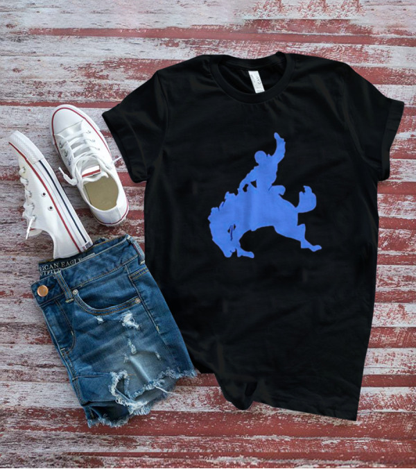 Bucking Bronco Silhouette Blue T-Shirt