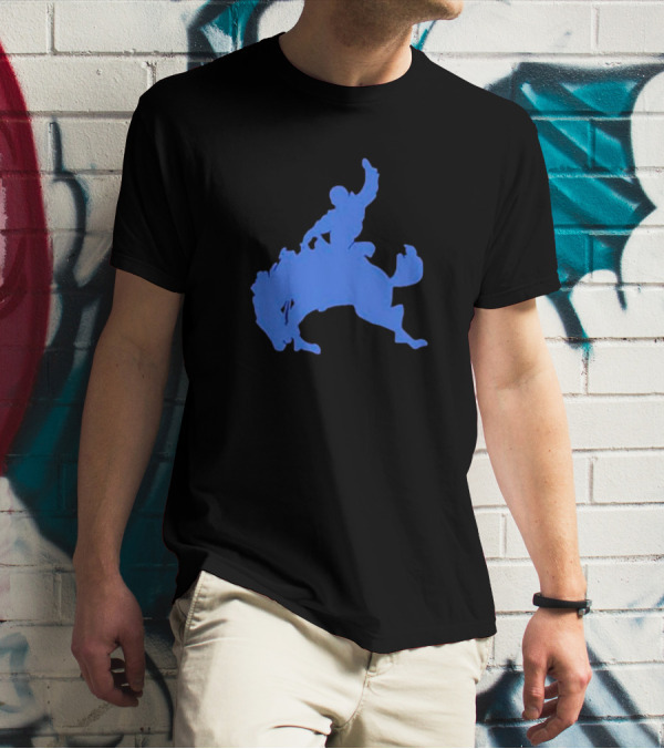 Bucking Bronco Silhouette Blue T-Shirt