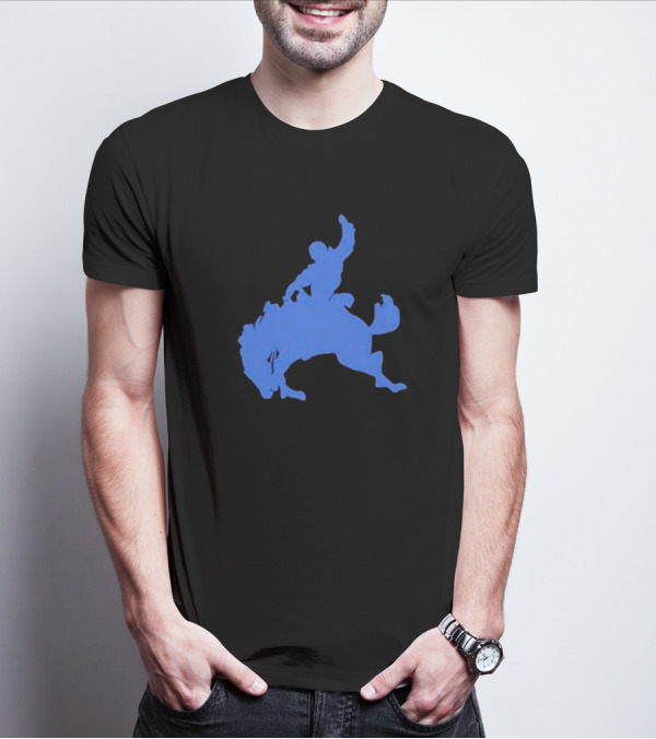 Bucking Bronco Silhouette Blue T-Shirt