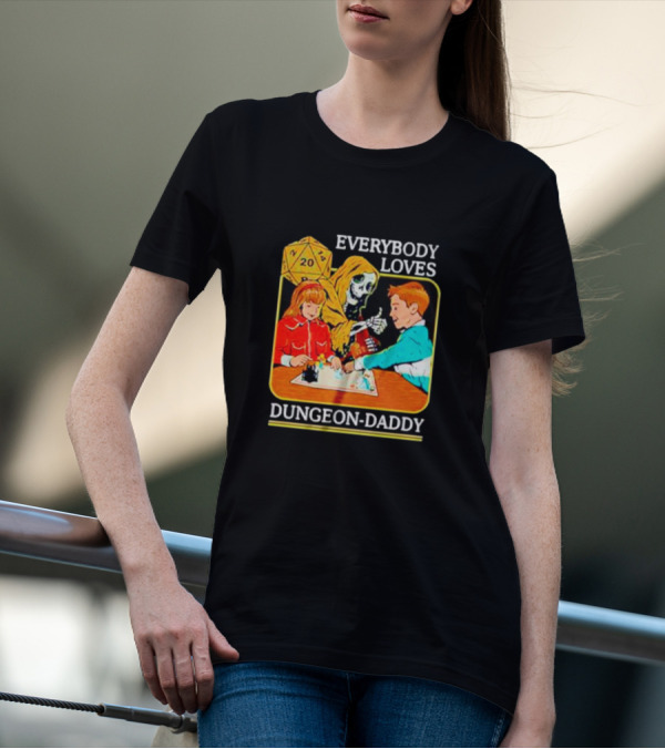 Everybody Loves Dungeon-Daddy Vintage RPG Dice Skeleton Adventure T-Shirt