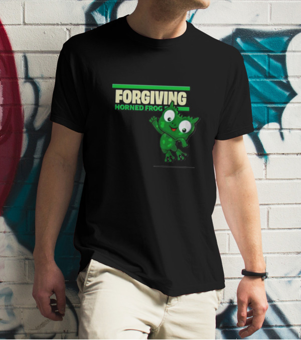 Forgiving Horned Frog Playful Green Character T-Shirt