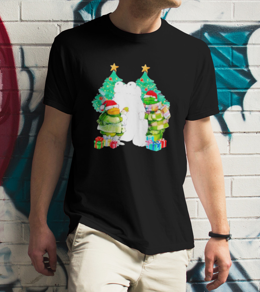 Frog And Toad Christmas Trees Presents Holiday Scene T-Shirt