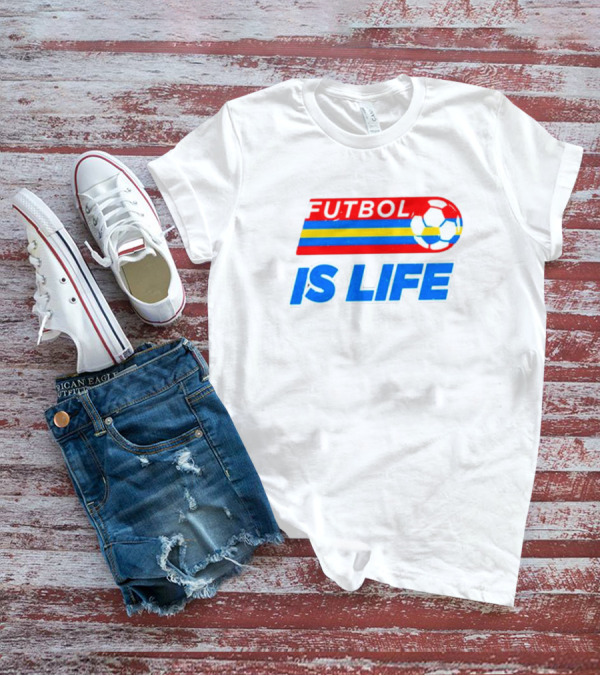 Futbol Is Life Retro Striped Soccer Ball T-Shirt