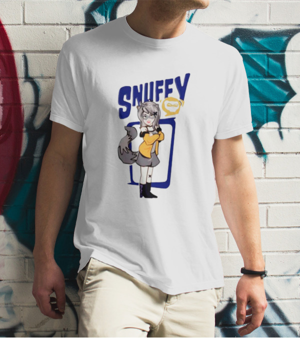 Snuffy Raccoon Character In Orange And Grey Outfit With Tail And Ears T-Shirt