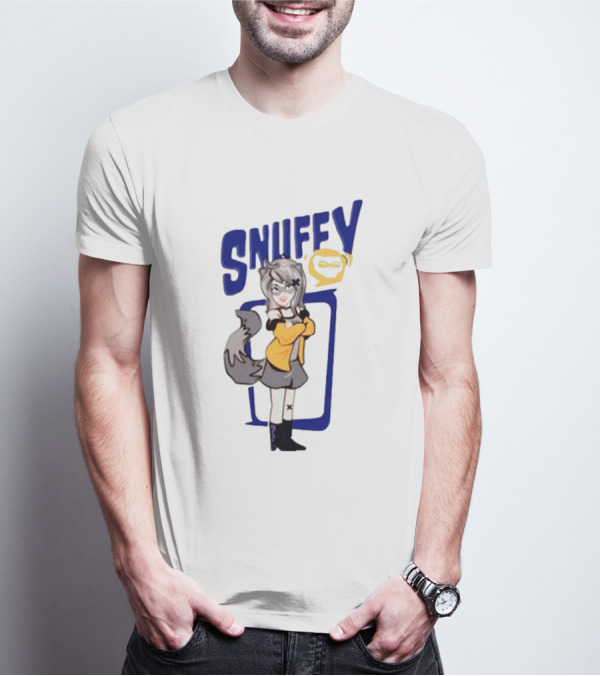Snuffy Raccoon Character In Orange And Grey Outfit With Tail And Ears T-Shirt