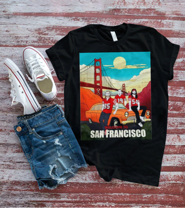 Welcome To San Francisco Golden Gate Bridge Vintage Car Football Jerseys T-Shirt