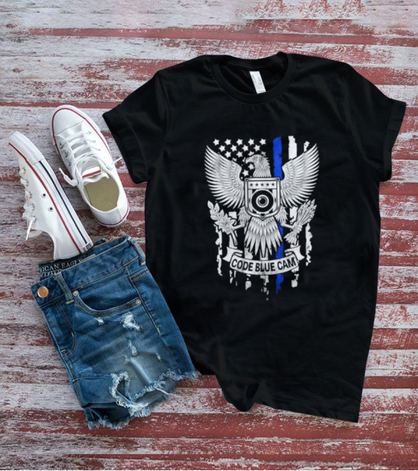 Code Blue Cam Eagle With USA Flag Elements And Thin Blue Line T-Shirt