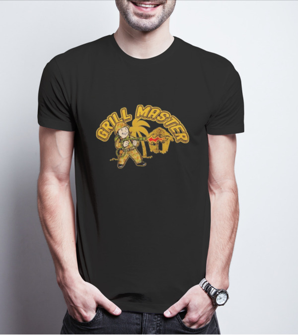 Grill Master BBQ Soldier Tropical Flame Hut T-Shirt