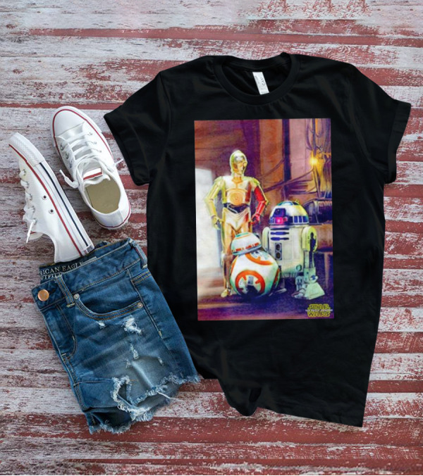 Three Droids C-3PO R2-D2 BB-8 Star Wars The Force Awakens T-Shirt