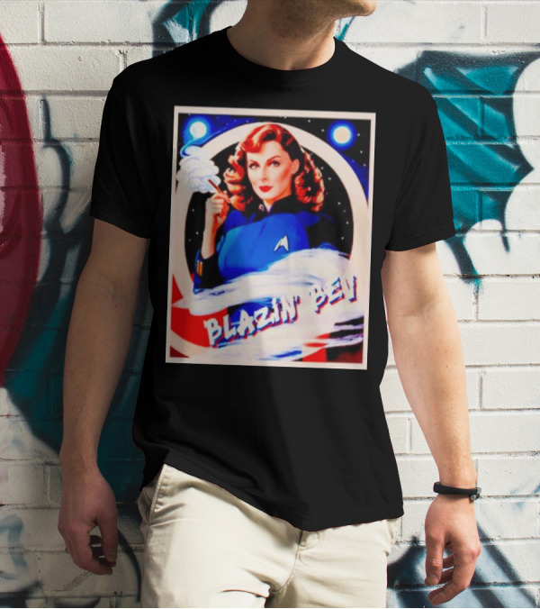 Blazin' Bev Retro Space Pioneer With Star Emblem T-Shirt