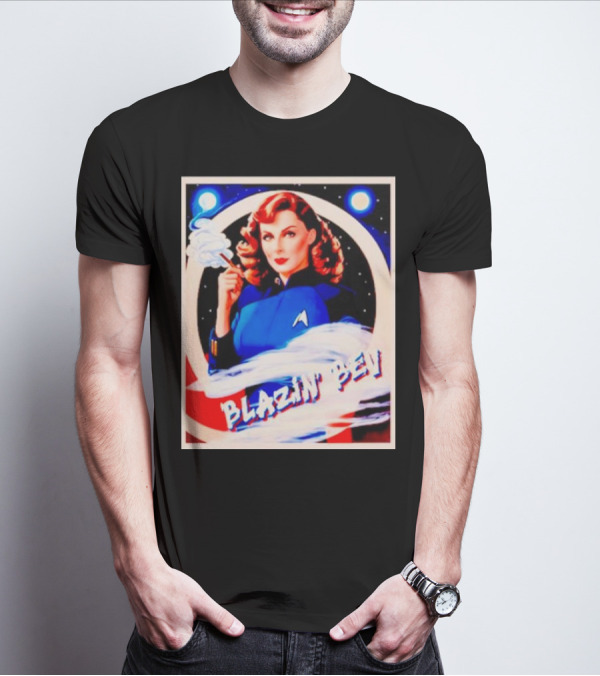 Blazin' Bev Retro Space Pioneer With Star Emblem T-Shirt