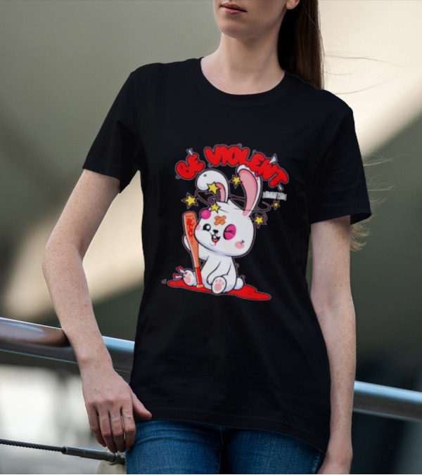 Blackpool Combat Club Be Violent Bunny With Bat T-Shirt