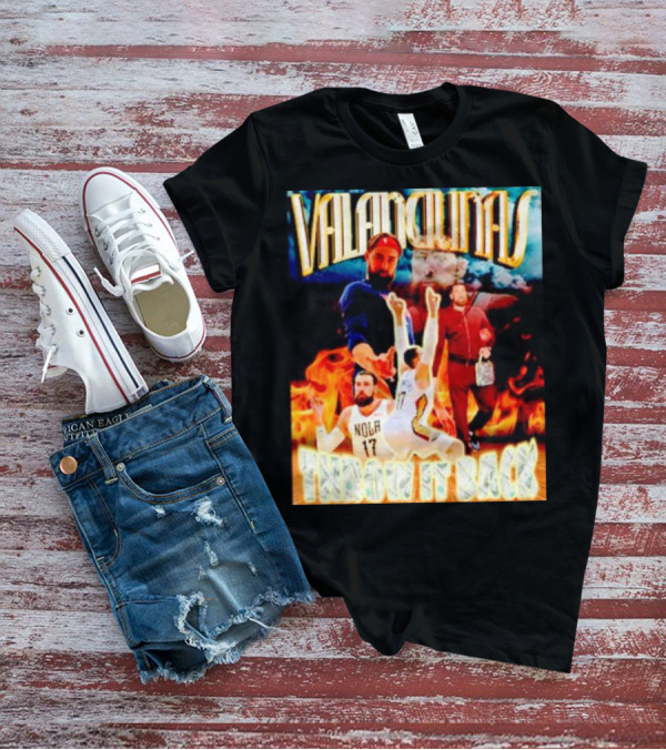 Valanciunas Throw It Back NOLA 17 Fire Basketball Montage T-Shirt