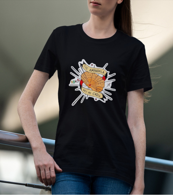 The Amygdala Has No Chill Cartoon Brain With Comic Symbols T-Shirt