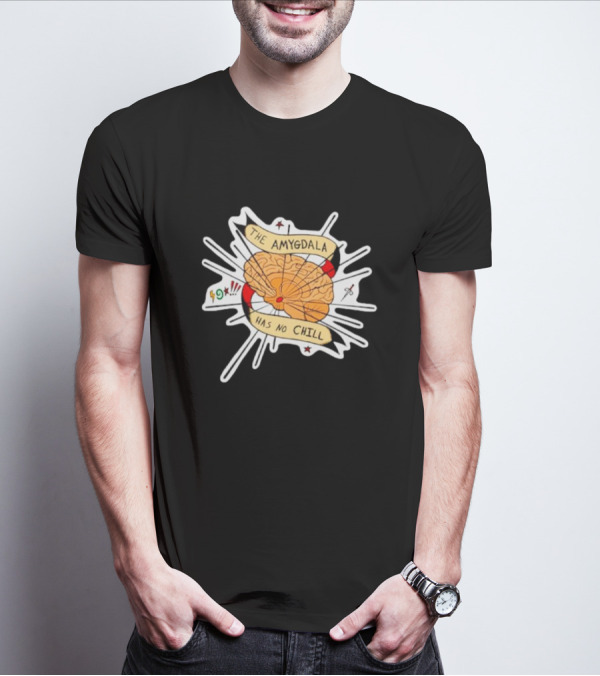 The Amygdala Has No Chill Cartoon Brain With Comic Symbols T-Shirt