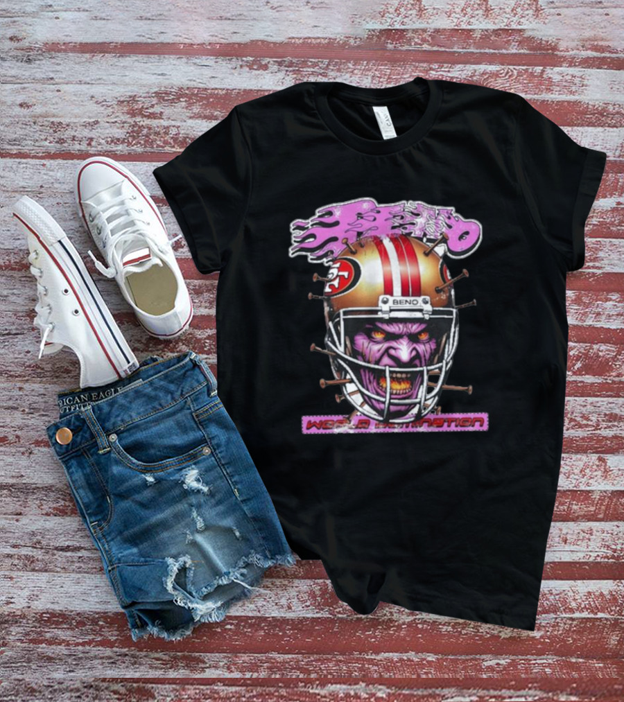 Beno Nin3Rs World Domination Football Helmet Purple Face T-Shirt