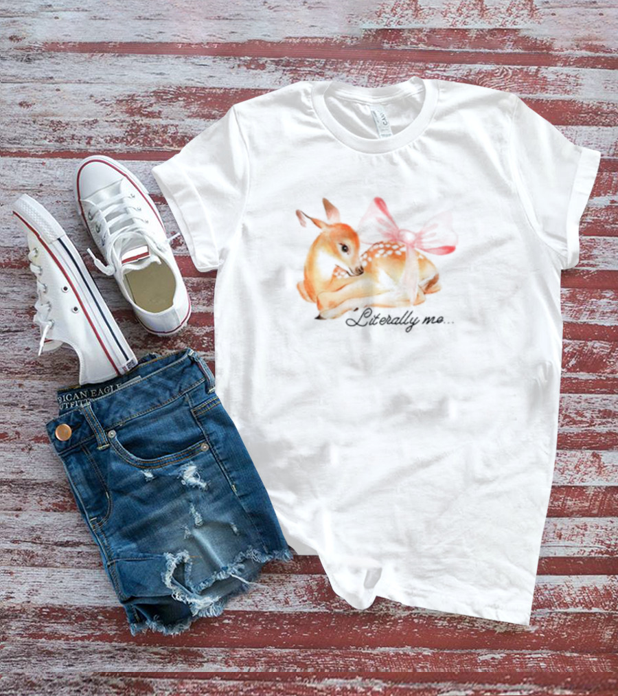 Coquette Fawn With Red Bow Literally Me T-Shirt