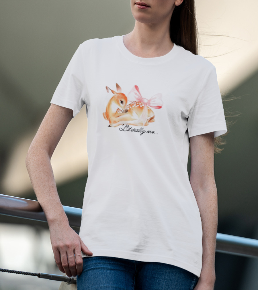 Coquette Fawn With Red Bow Literally Me T-Shirt