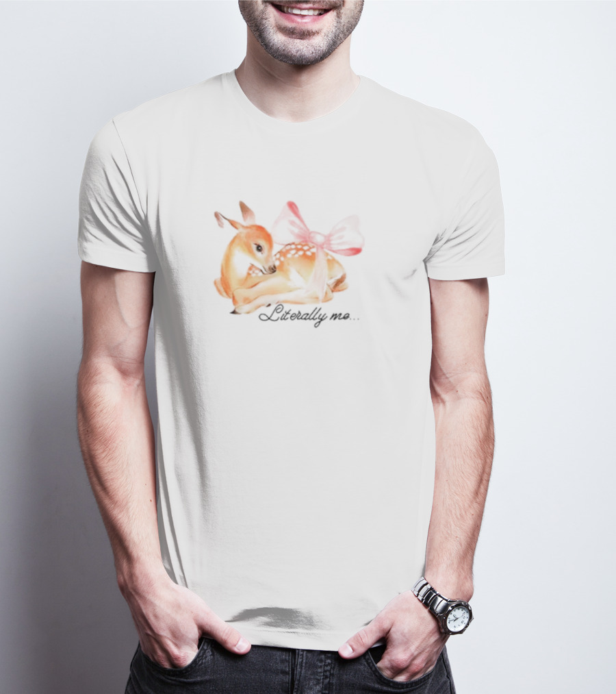 Coquette Fawn With Red Bow Literally Me T-Shirt