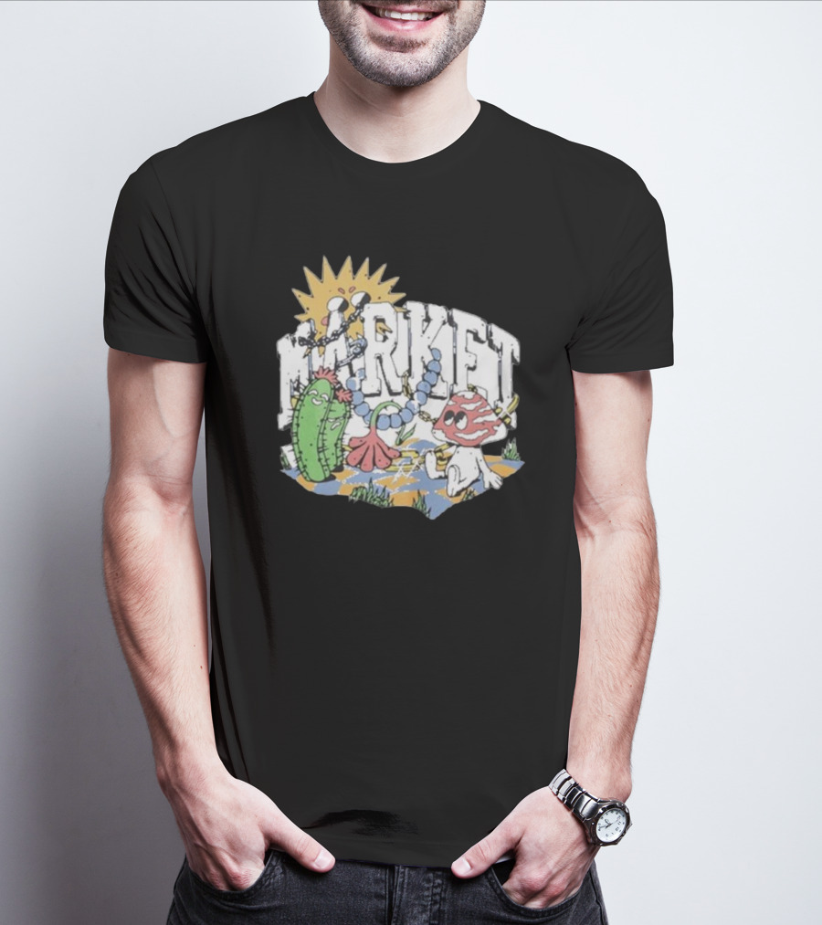 Market Fantasy Farm Mushroom Cactus Sunburst T-Shirt