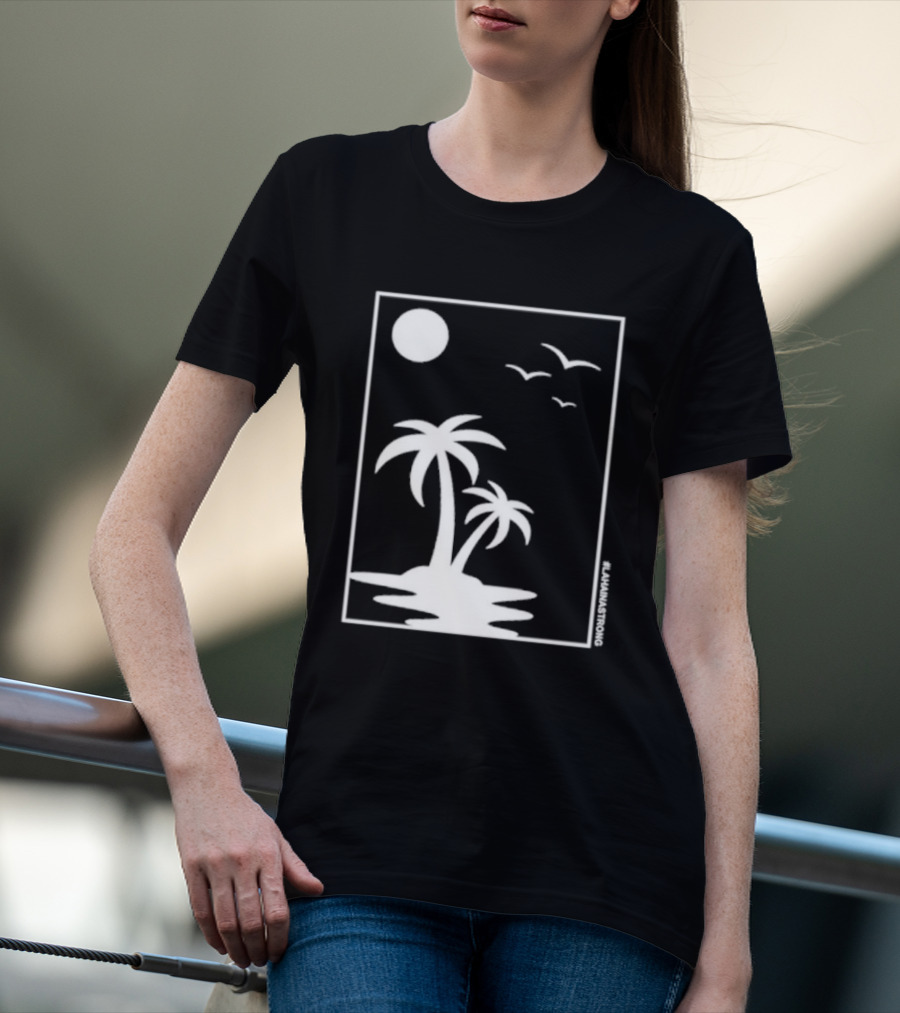 Not Enough Nelsons Lahaina Strong Palm Trees And Birds Scene T-Shirt