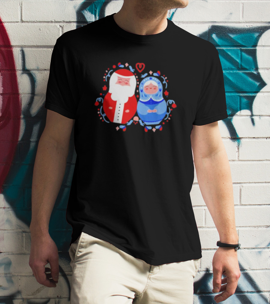 Christmas Santa And Snow Maiden Mamushkas With Festive T-Shirt