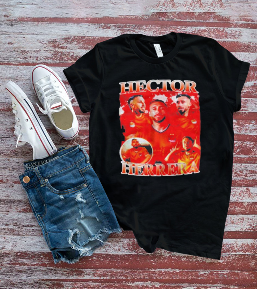 HECTOR HERRERA Red Bootleg Style Portrait Montage T-Shirt