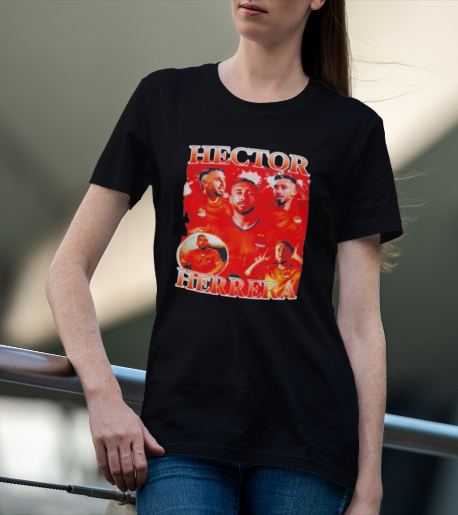 HECTOR HERRERA Red Bootleg Style Portrait Montage T-Shirt