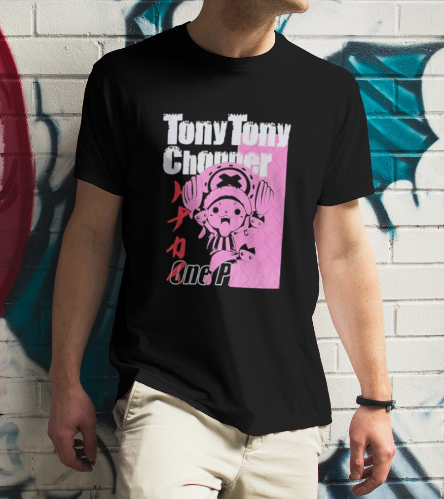 Tony Tony Chopper One Piece Pink Tonal Japanese Text T-Shirt
