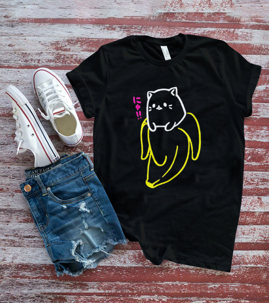 Bananya Crunchyroll Neon Cat Banana Nyanko T-Shirt