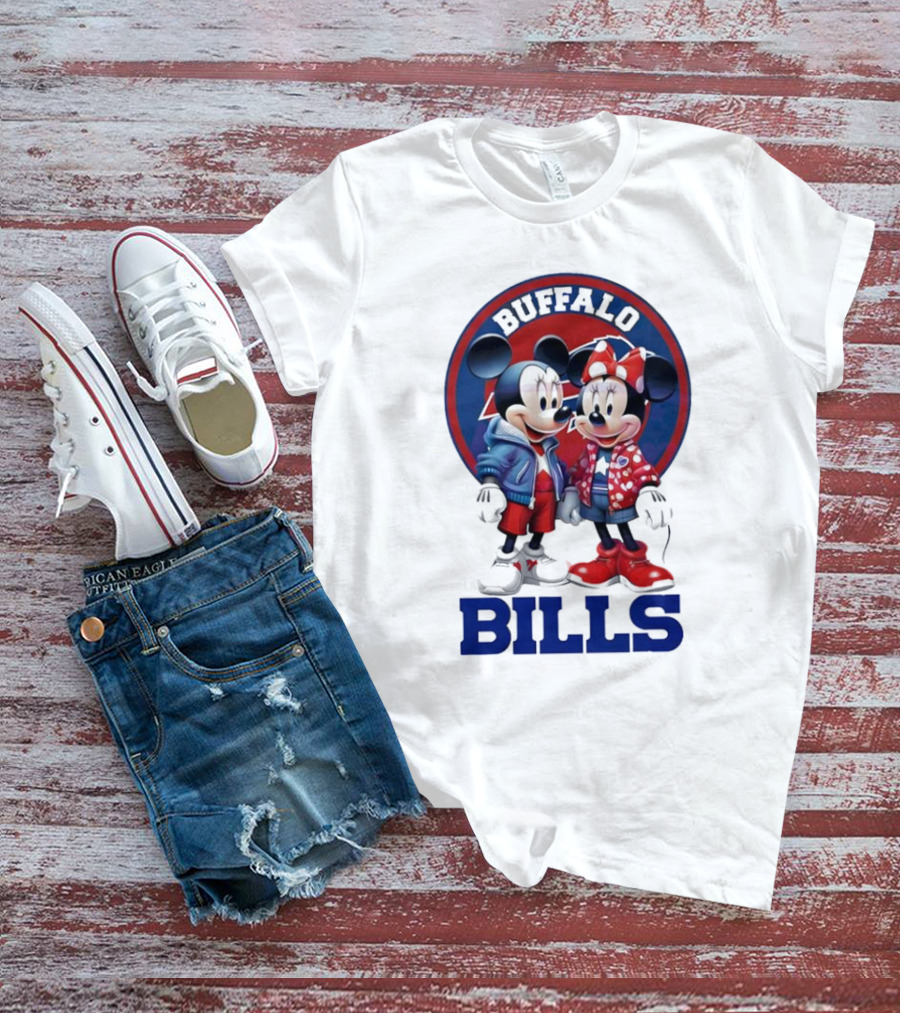 Buffalo Bills Mickey And Minnie Mouse In Team Spirit T-Shirt