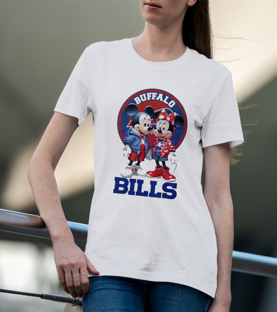 Buffalo Bills Mickey And Minnie Mouse In Team Spirit T-Shirt
