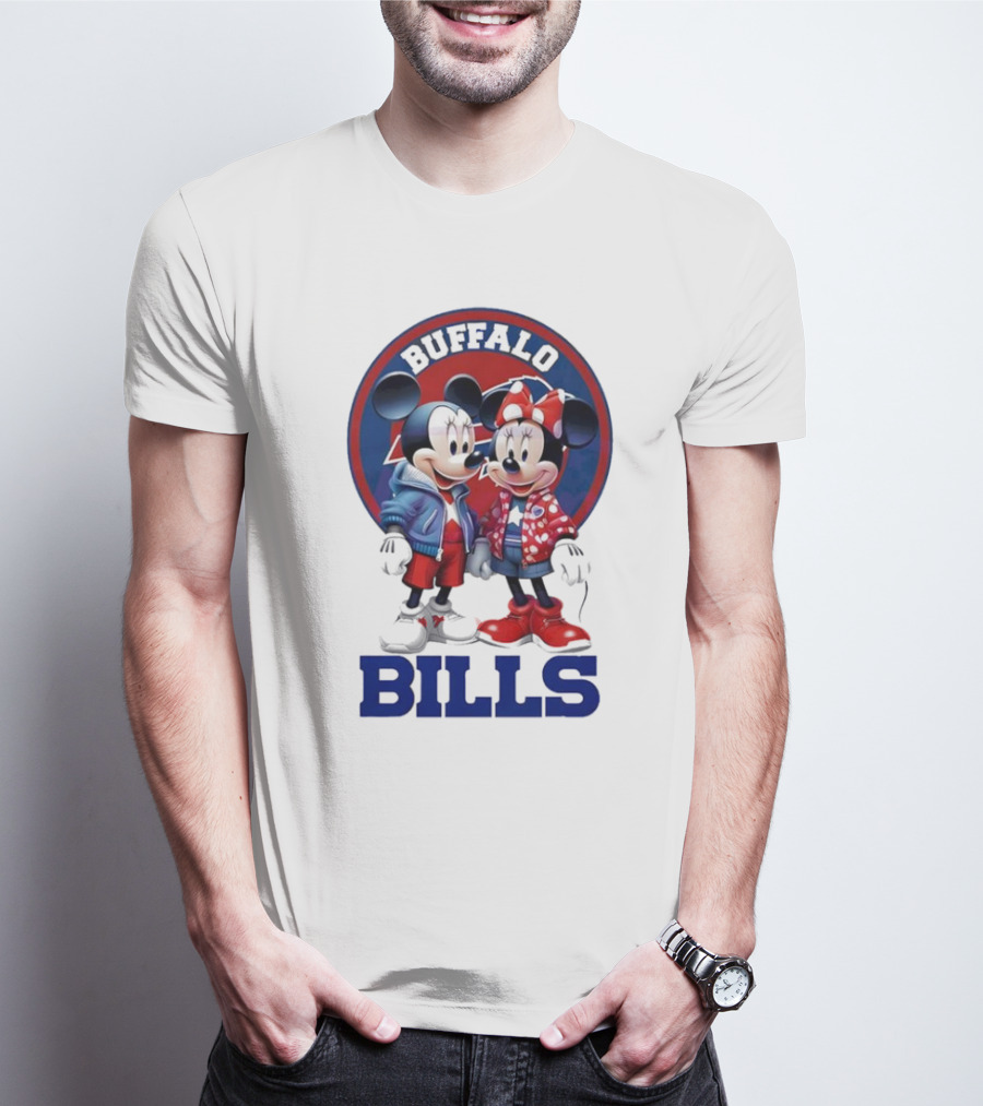 Buffalo Bills Mickey And Minnie Mouse In Team Spirit T-Shirt