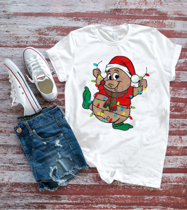 Gus Santa Hat Christmas Lights Cozy Festive Character With Bright Holiday Spirit T-Shirt