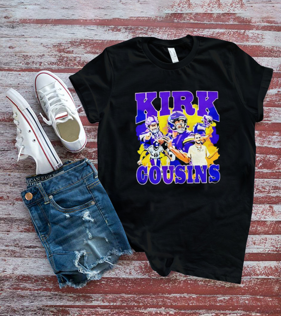 Kirk Cousins Vikings Football Player Collage Purple And Yellow T-Shirt