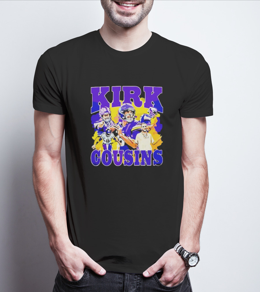 Kirk Cousins Vikings Football Player Collage Purple And Yellow T-Shirt