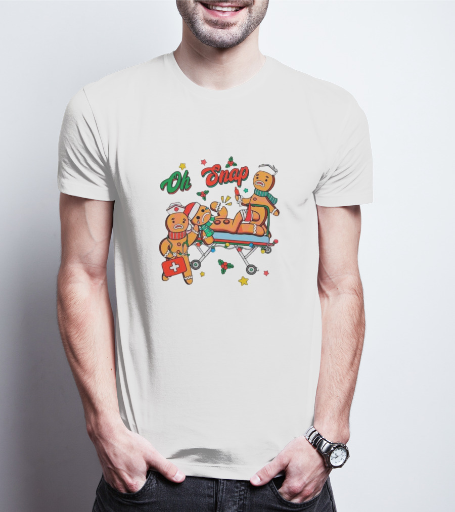 Oh Snap Gingerbread Nurse Ambulance Christmas T-Shirt