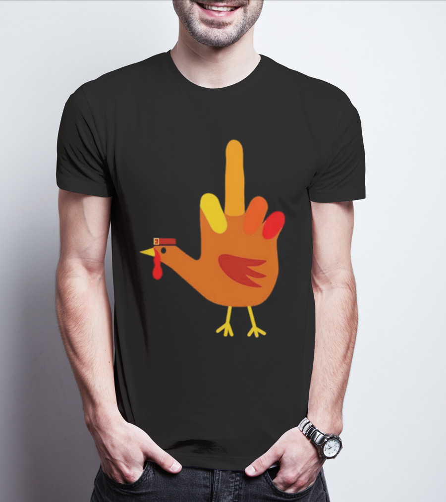 Thanksgiving Middle Finger Turkey Humor Hand Bird T-Shirt