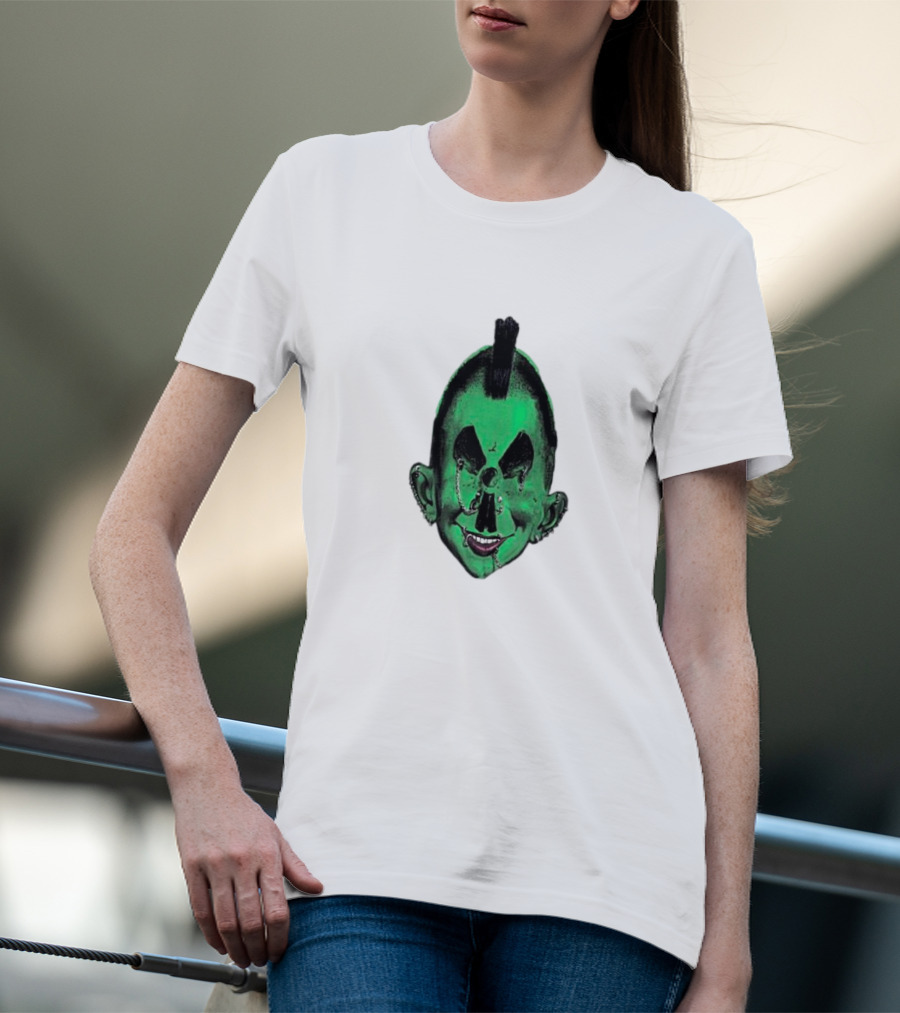 Hard Jewelry Willy Warhol Green Punk Face T-Shirt