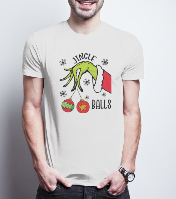 Jingle Balls Grinch Hand Holding Christmas Ornaments T-Shirt