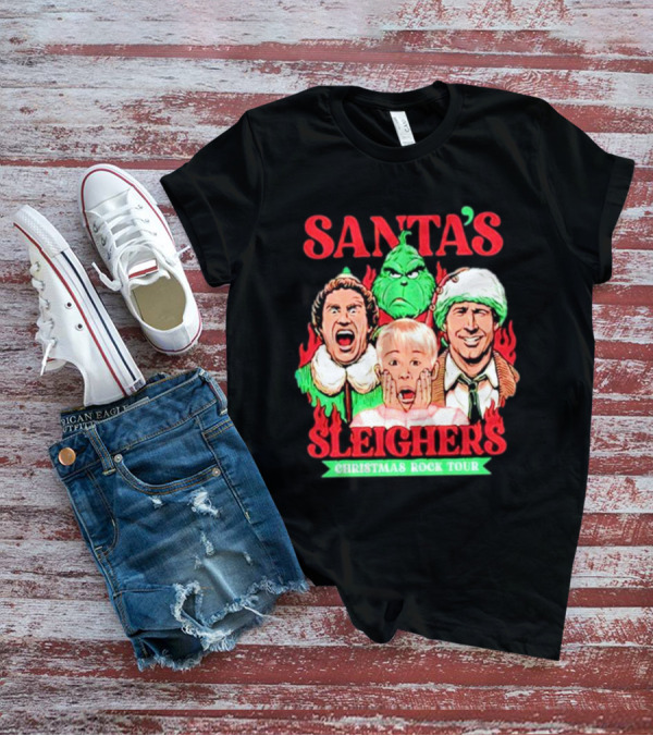 Santa's Sleighers Christmas Rock Tour Grinch Home Alone Holiday Icons T-Shirt